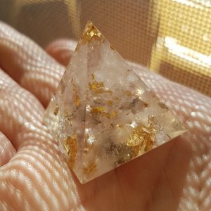 Rose and Gold 3cm Orgoneit Pyramid handmade handcrafted
