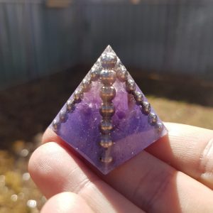 Purple Steel and Amethyst Orgoneit Pyramid