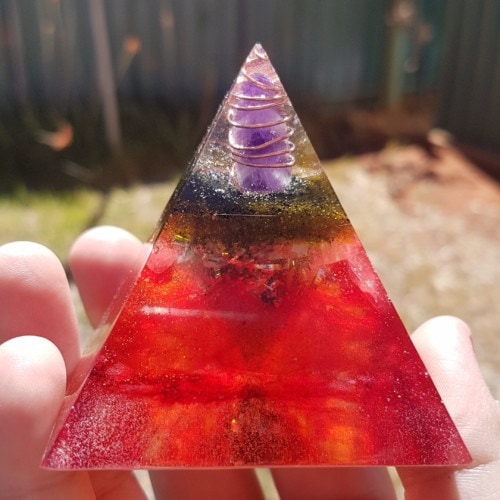 Wicken Magic Amethyst Copper Shungite Double OrgoneIt Pyramid 6cm 1
