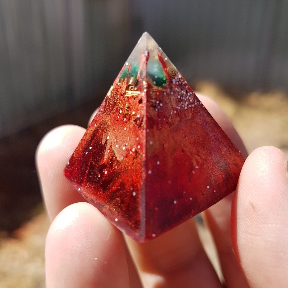 Fire and Earth Orgone Orgonite Pyramid 3cm