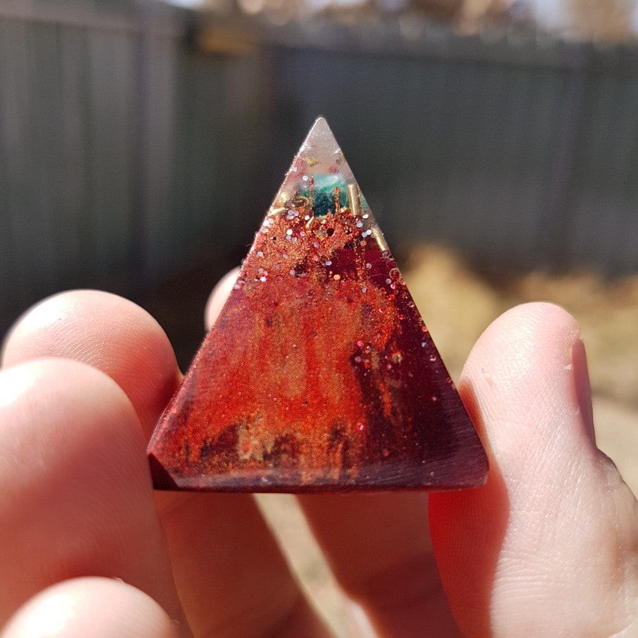 Fire and Earth Orgone Orgonite Pyramid 3cm 1