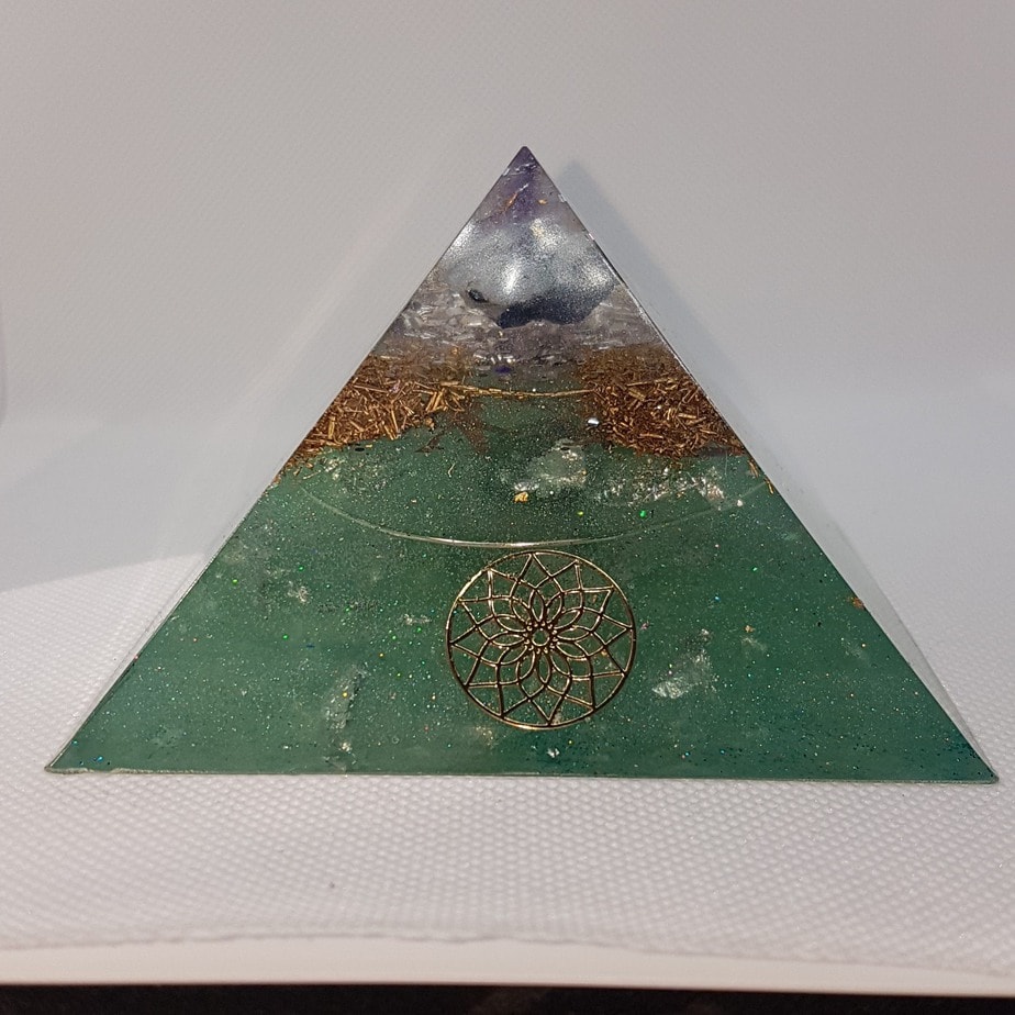 WanderLust II Moonstone Silver OrgoneIt Orgonite Pyramid 9.5cm 1