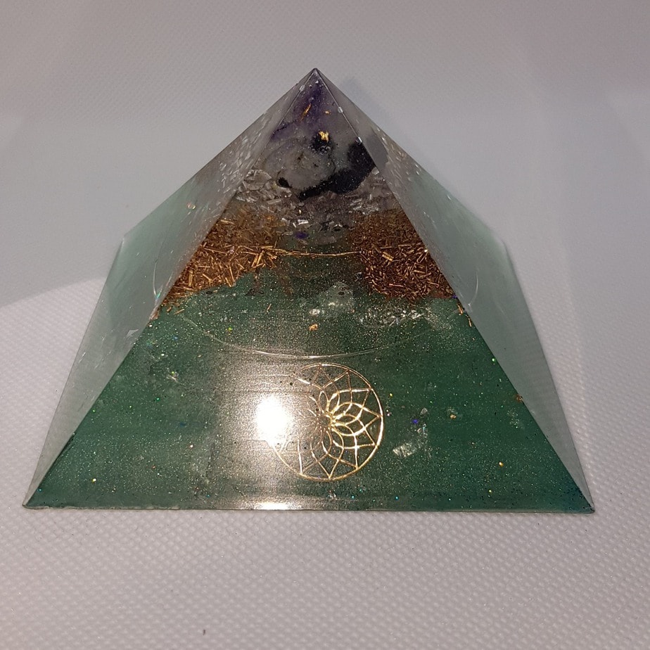 WanderLust II Moonstone Silver OrgoneIt Orgonite Pyramid 9.5cm 3