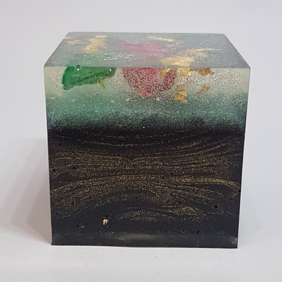 Rose Petal Malachite OrgoneIt Orgonite Cube 4cm 1