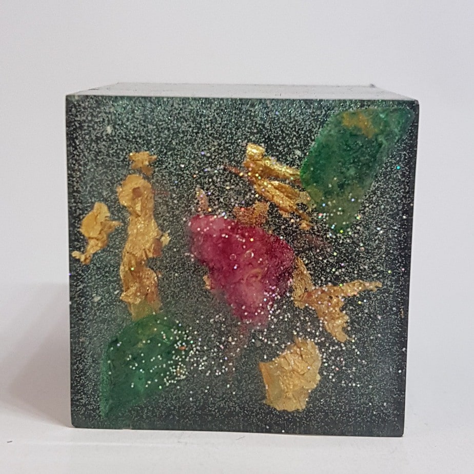 Rose Petal Malachite OrgoneIt Orgonite Cube 4cm 2