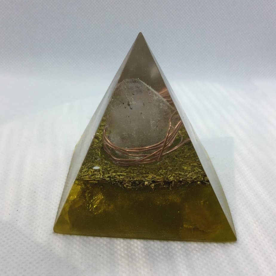 Solar Flare Golden Orgone Orgonite Pyramid 6cm 1