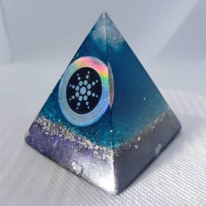 Deep Moving Waters Orgone Orgonite Pyramid 6cm - Celestite and Herkimer Diamonds a top with a hologram scalar shield with anti-radiation properties