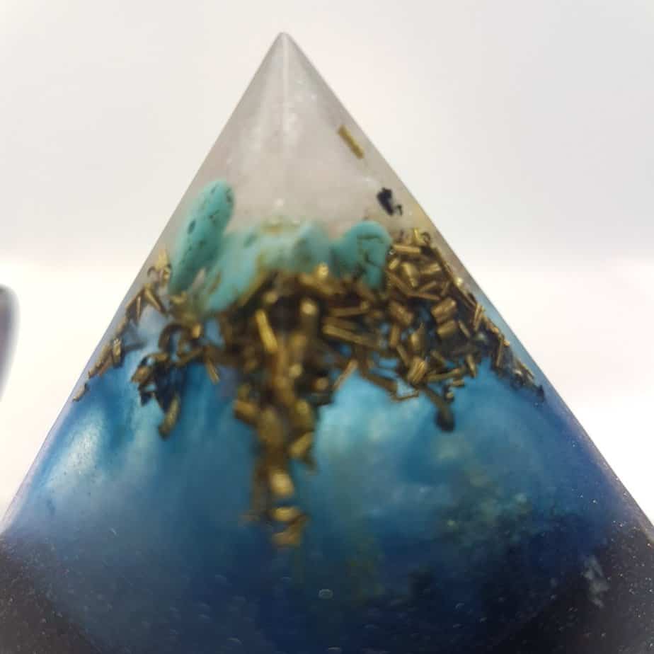 Crystal Moon Turquoise Orgonite Power Pyramid 6cm 2