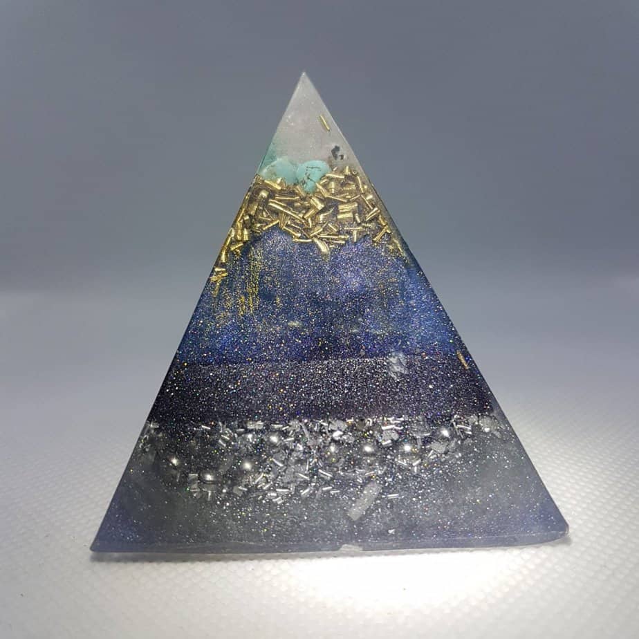 Crystal Moon Turquoise Orgonite Power Pyramid 6cm 1