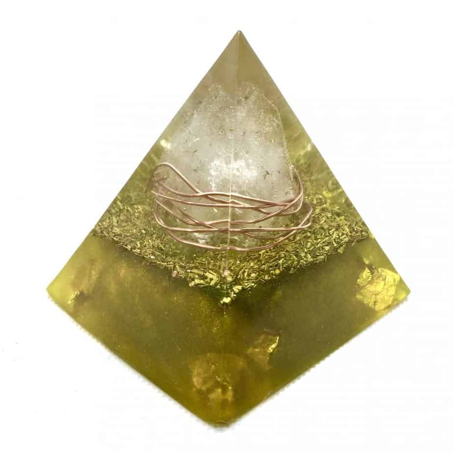 Solar Flare Golden Orgone Orgonite Pyramid 6cm