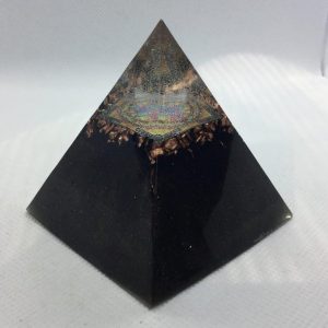 Uprising of the Mind Orgone Orgonite Pyramid 6cm - Herkimer Diamonds on top of Sri Yantra Sacred Geometry, Copper, Shungite and Quartz