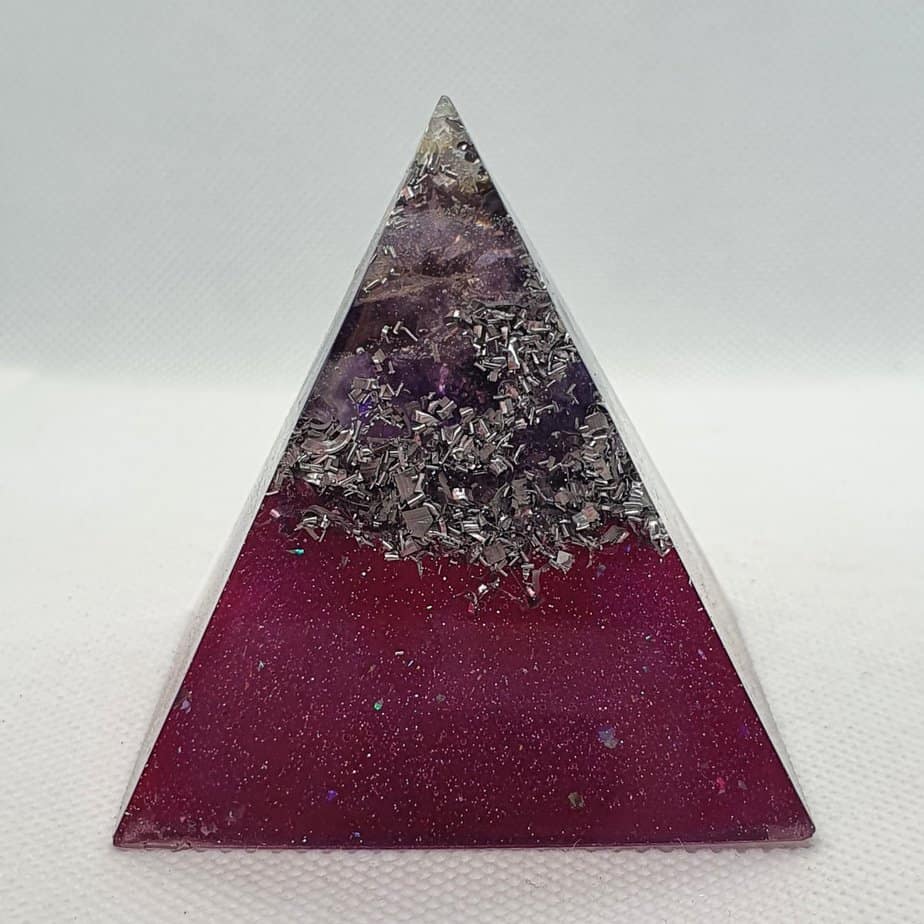 Obscured by Amethyst Orgone Orgonite Pyramid 6cm 1