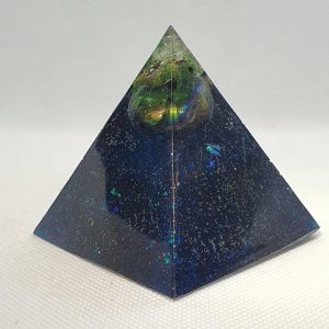 Blue Velvet Orgone Orgonite Pyramid 6cm - Green Adventurine, Titanium Aura Quartz, Shungite goodness