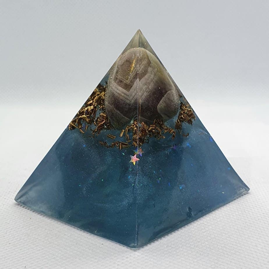 Angel Blue Lace Agate Orgone Orgonite Pyramid 6cm 3