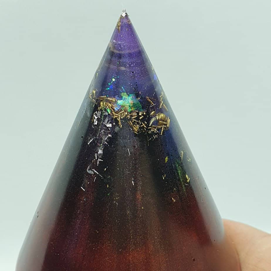 Rainbow Rising Orgone Energy Orgonite Cone 6cm 4