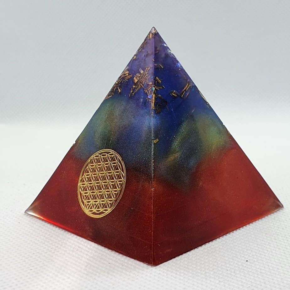 Full Double Rainbow Orgone Orgonite Pyramid 6cm 4