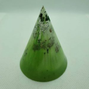 Night of Change Orgone Orgonite Cone 6cm - Green Tourmaline, Green Adventurine,Citrine, Quartz Point, Silver, Brass and Shungite in a cone of goodness!