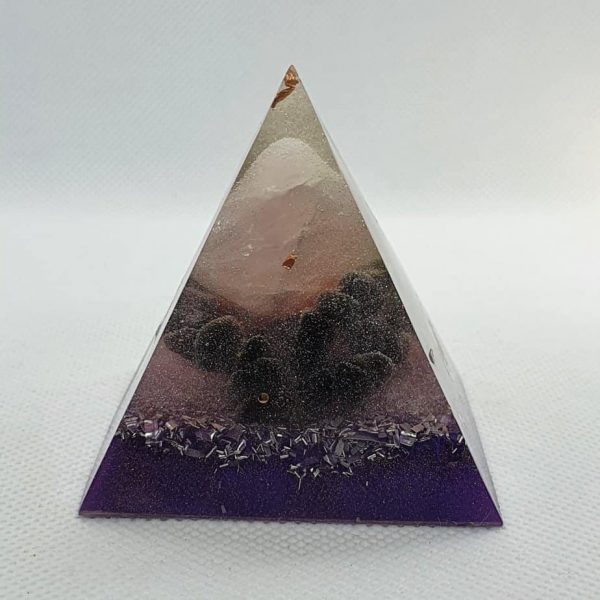 Pretty in Pink Rose Quartz Orgone Orgonite Pyramid 6cm 1