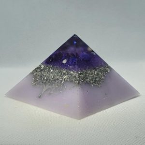 Tree of Life Orgonite Pyramid Giza 8cm | Amethysts, Moonstones, Lapis Lazuli and Celestite for uber protection! Herkimer Diamonds all wrapped up in silver and Tourmaline chunk for that strong protection, Tree of Life Sacred Geometry.