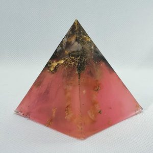 Waxing Lyrical Orgone Orgonite Pyramid 6cm - Labradorite, Rose Quartz, Celstite goodness, with Citrine, Brass and Gold, serene and captivating