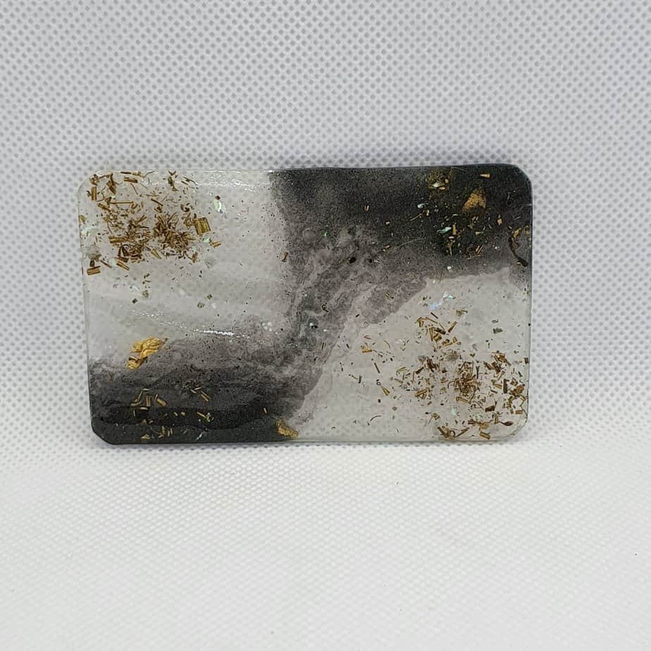 Orgone Card for EMF and RF protection - Obsidian, Gold, clear quartz, and brass for emf protection to carry