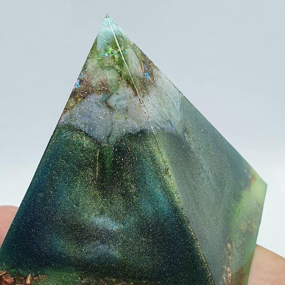 Blue Volcanic Ice Orgone Orgonite Pyramid 6cm 4