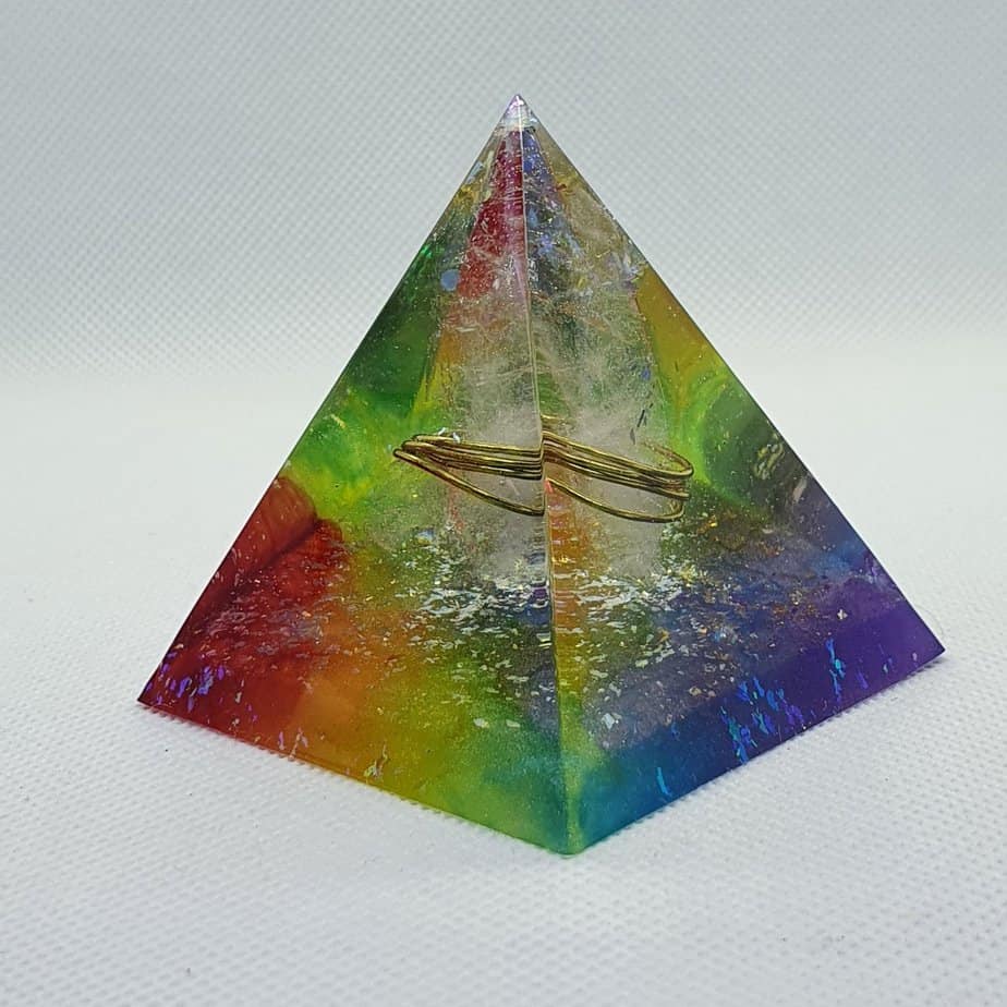 Spectrum of Light Orgone Orgonite Pyramid 6cm 3