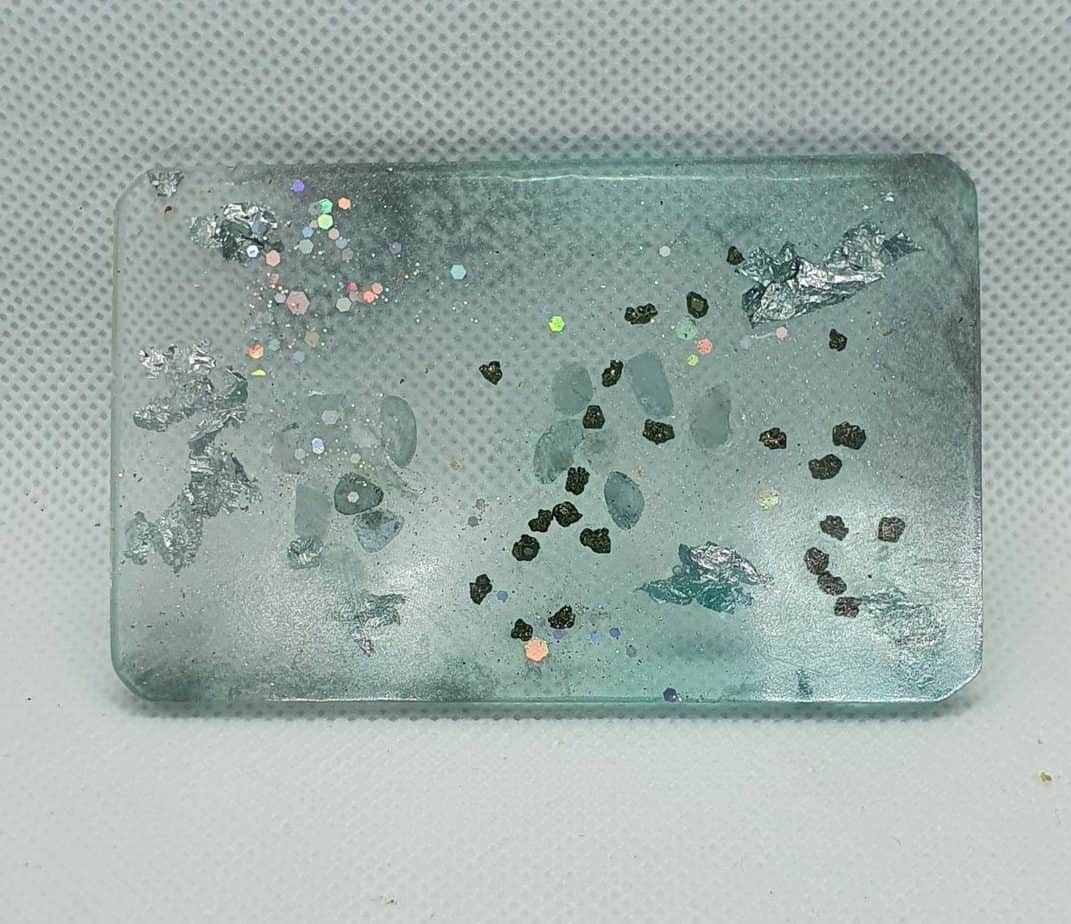 Orgone Card for EMF and RF protection - Pyrite, Peridot, Aquamarine, Silver for protection on the go for you!